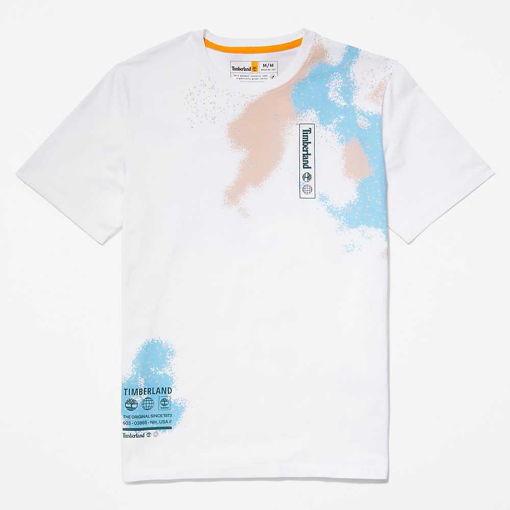 Men's Timberland Paint Graphic T Shirts White | UAE-1854697