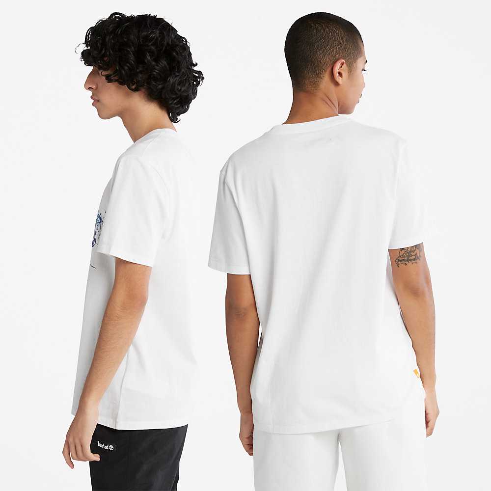 Men's Timberland Paint Pride T Shirts White | UAE-2658973