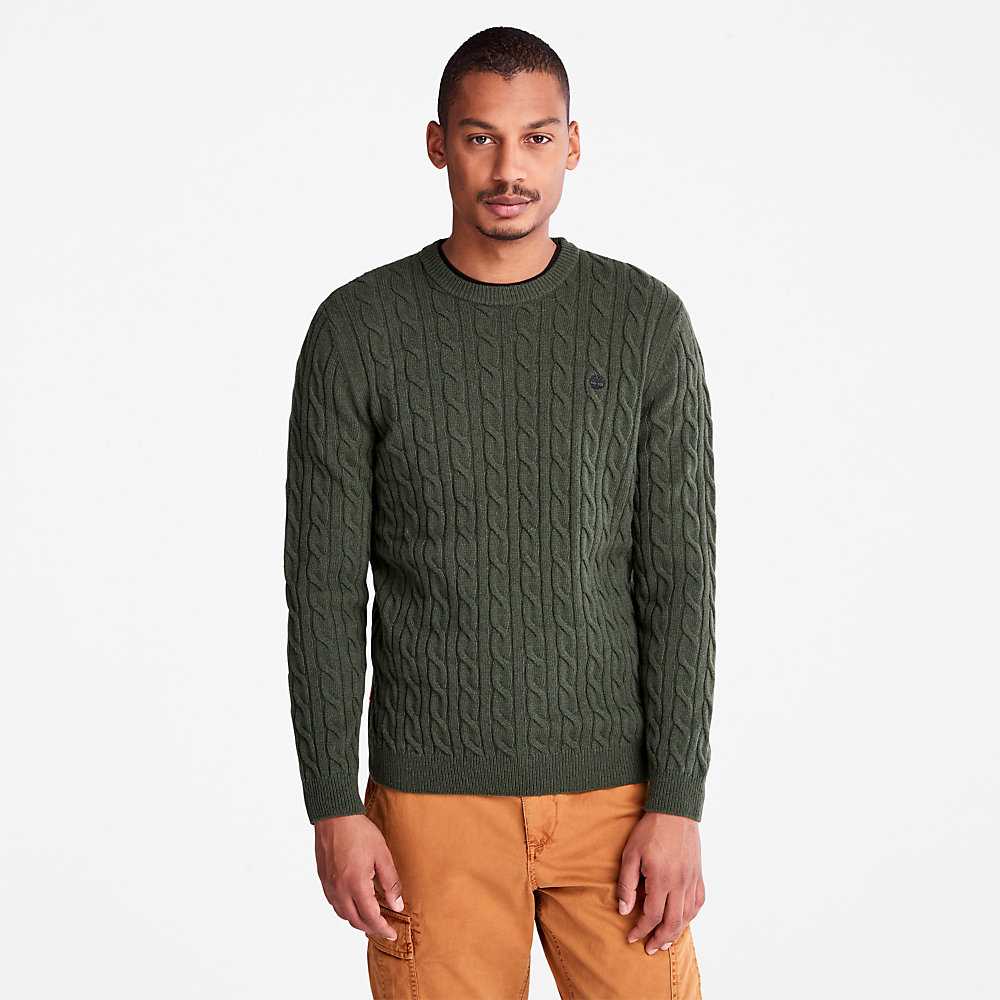 Men\'s Timberland Phillips Brook Sweatshirt Dark Green | UAE-3602987