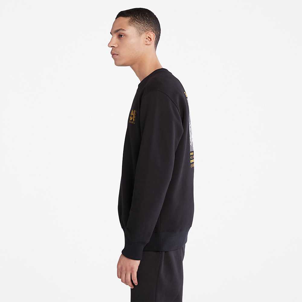 Men's Timberland Photographic Sweatshirt Black | UAE-1962870