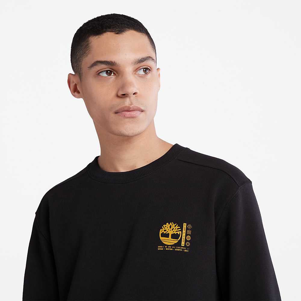 Men's Timberland Photographic Sweatshirt Black | UAE-1962870