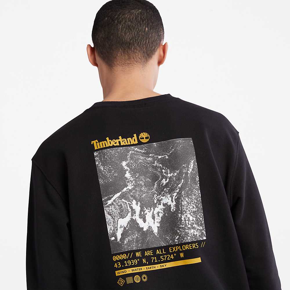 Men's Timberland Photographic Sweatshirt Black | UAE-1962870