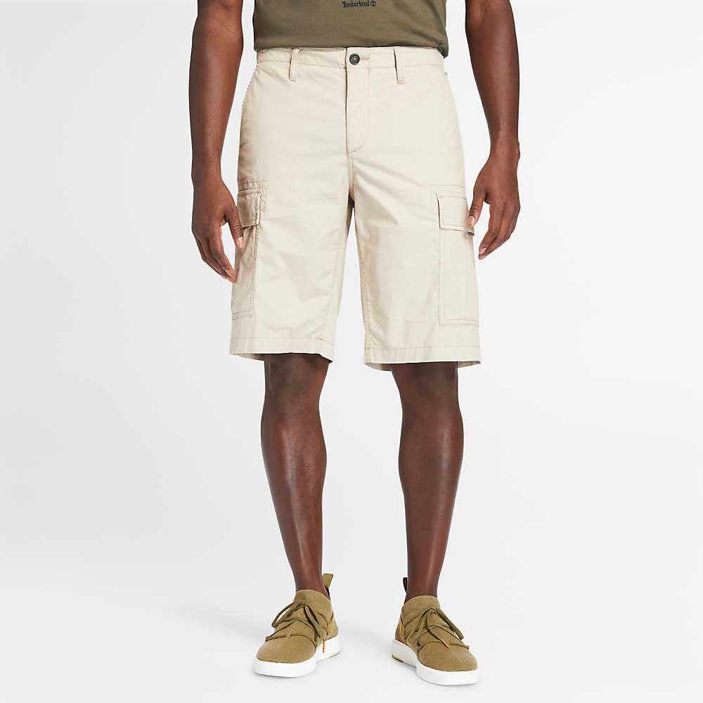 Men\'s Timberland Poplin Cargo Shorts Beige | UAE-9840276