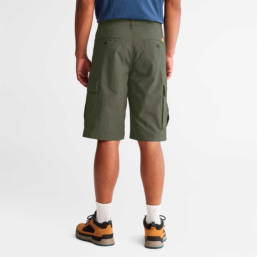 Men's Timberland Poplin Cargo Shorts Dark Green | UAE-4763850