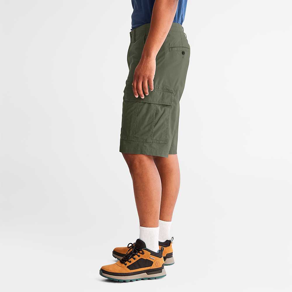 Men's Timberland Poplin Cargo Shorts Dark Green | UAE-4763850