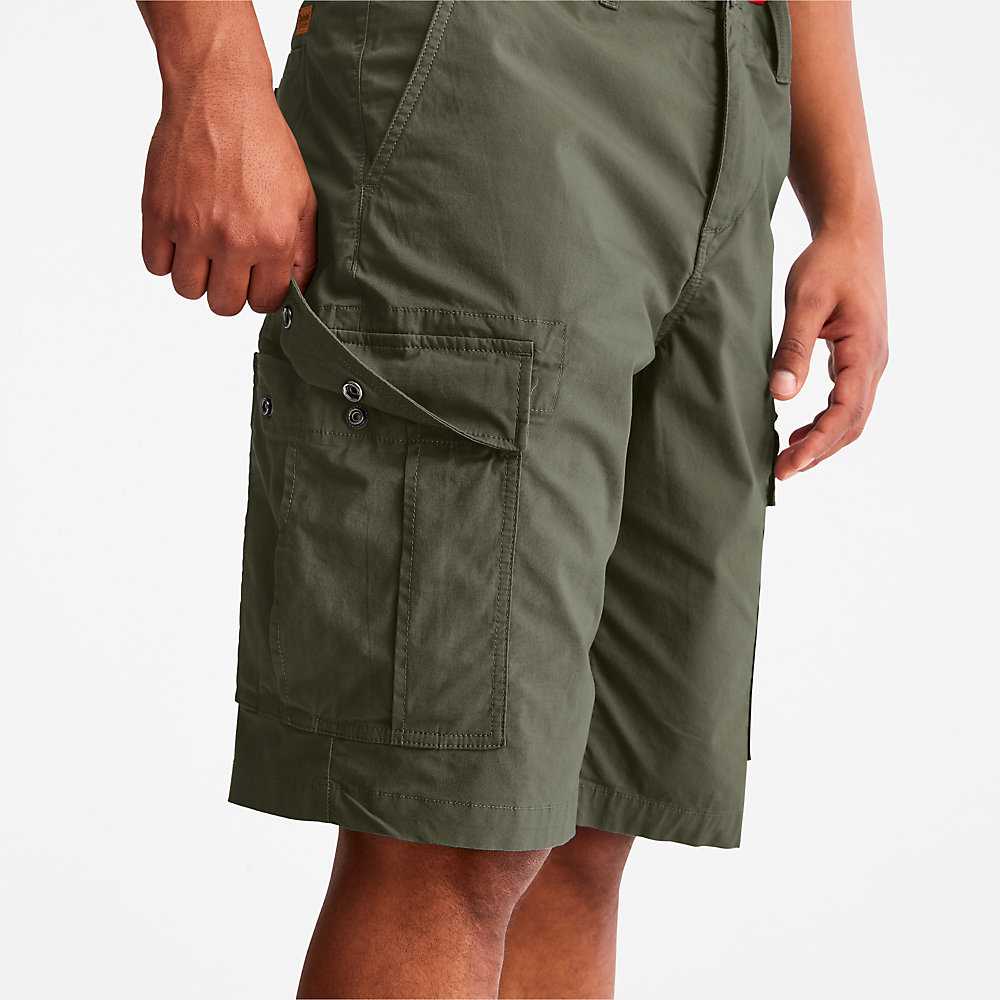 Men's Timberland Poplin Cargo Shorts Dark Green | UAE-4763850