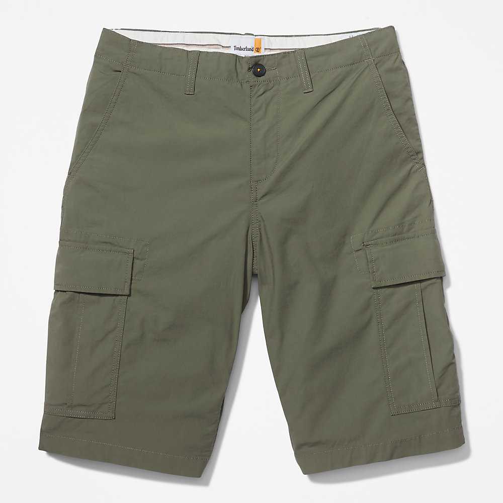 Men's Timberland Poplin Cargo Shorts Dark Green | UAE-4763850