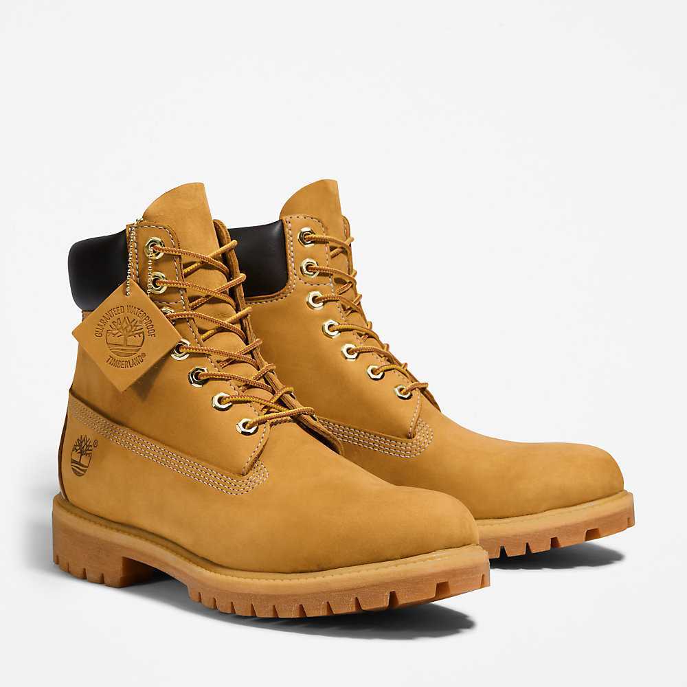 Men's Timberland Premium® 6 Inch Waterproof Boots Yellow | UAE-1364289