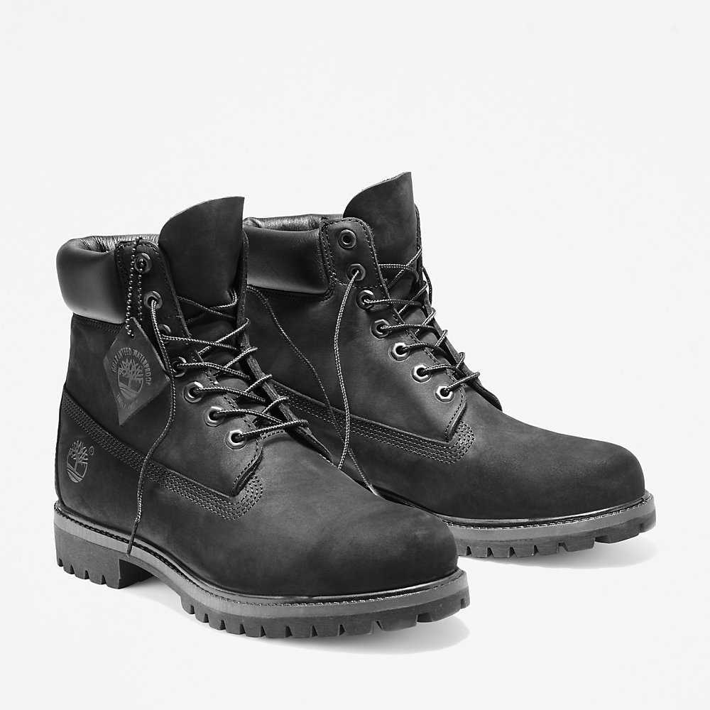 Men's Timberland Premium® 6 Inch Waterproof Boots Black | UAE-6879425