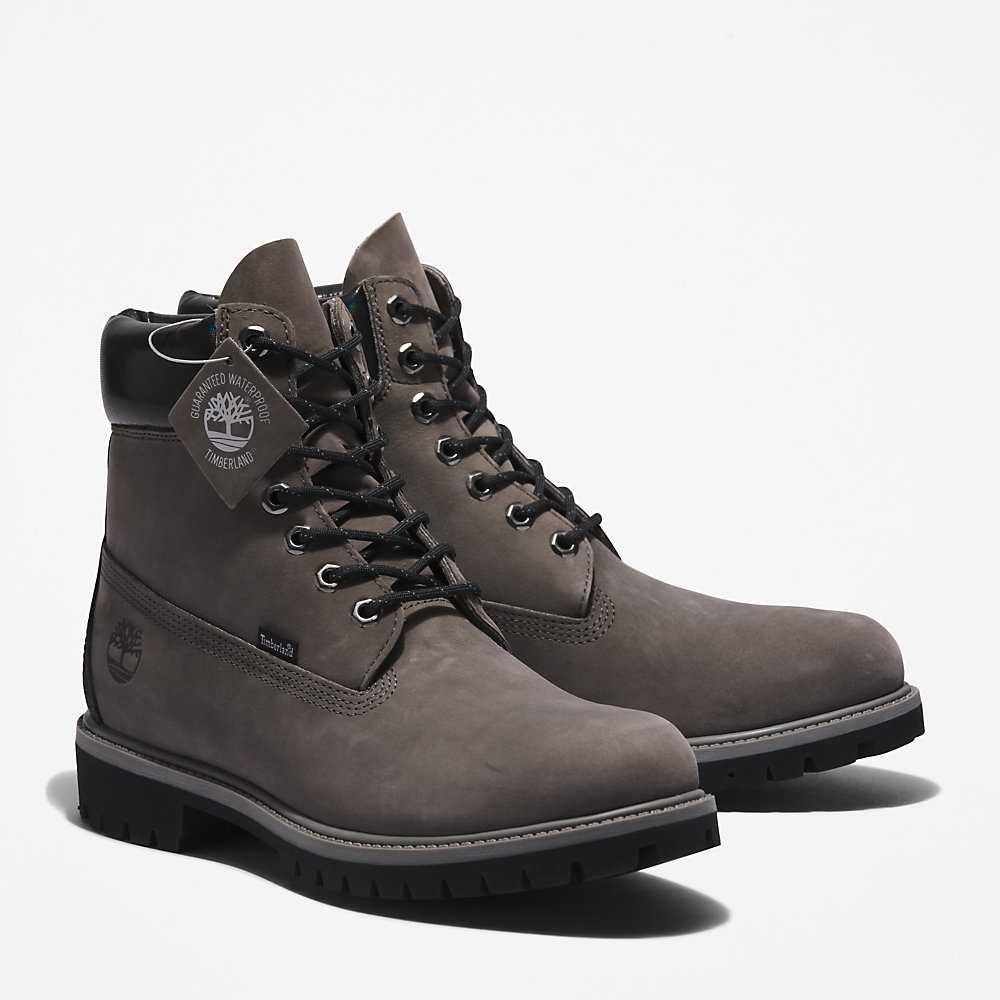 Men's Timberland Premium® 6 Inch Waterproof Boots Dark Grey | UAE-7529830