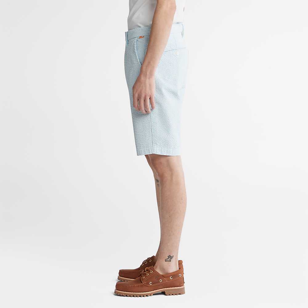 Men's Timberland Seersucker Shorts Light Blue | UAE-1659703