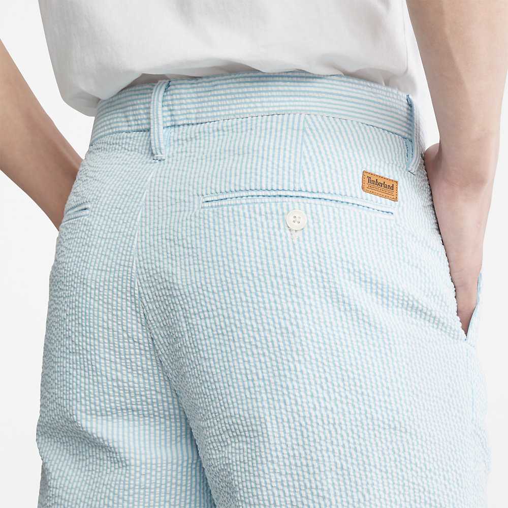 Men's Timberland Seersucker Shorts Light Blue | UAE-1659703