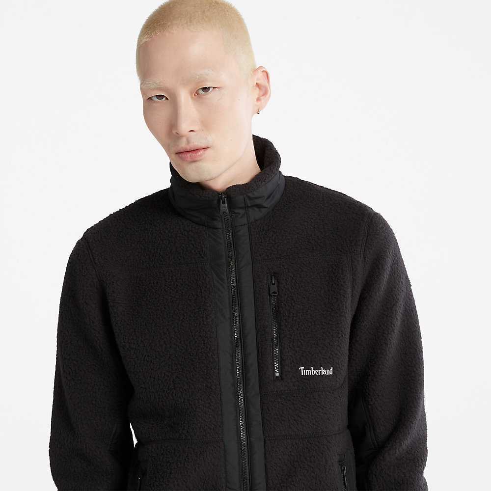 Men's Timberland Sherpa Fleece Jackets Black | UAE-5729684