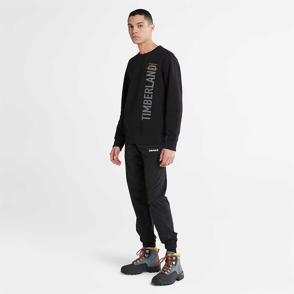 Men's Timberland Side-logo Sweatshirt Black | UAE-7821605