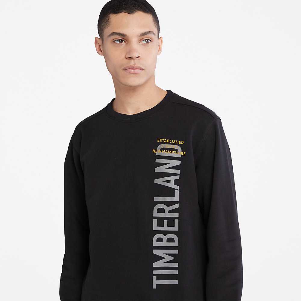 Men's Timberland Side-logo Sweatshirt Black | UAE-7821605