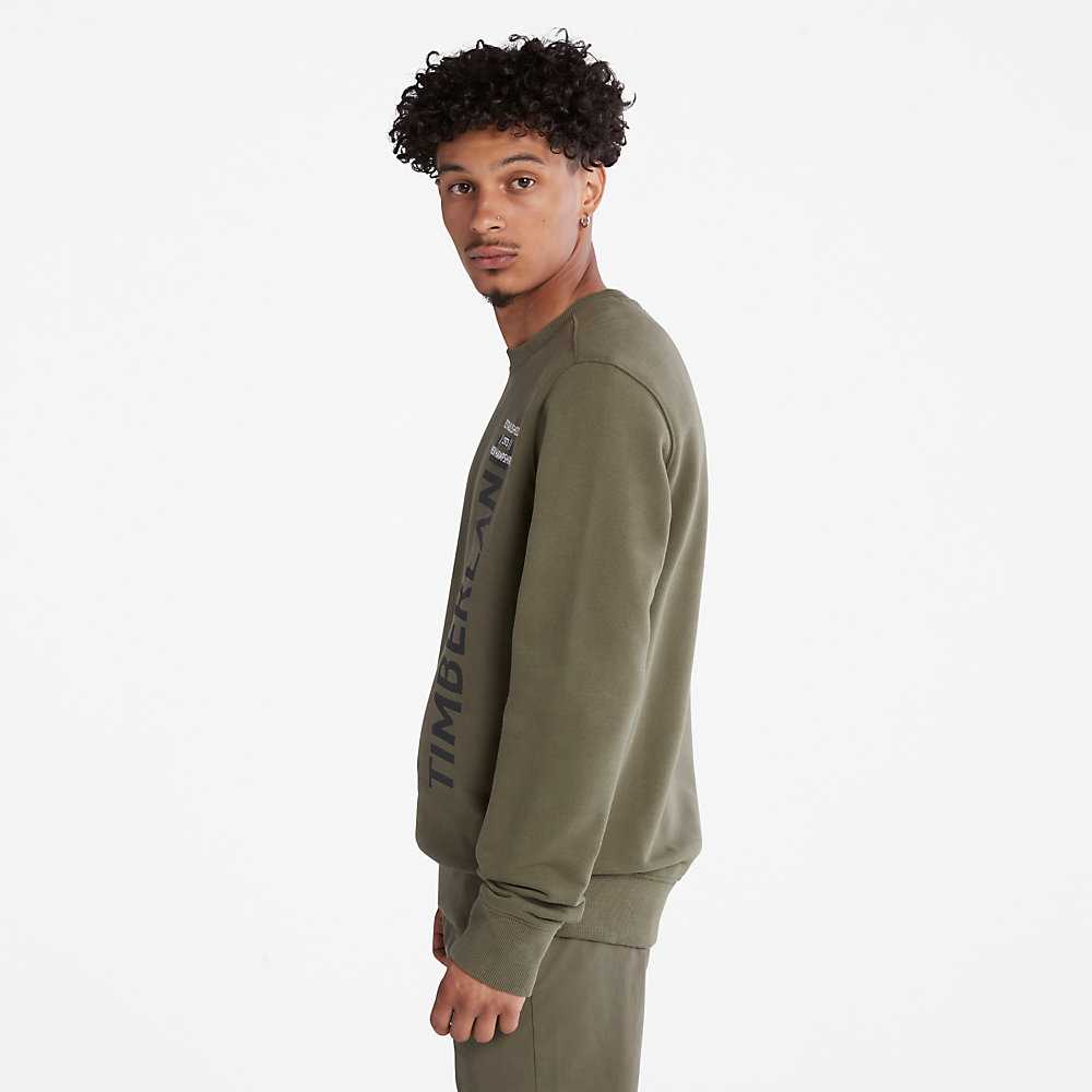 Men's Timberland Side-logo Sweatshirt Green | UAE-8614305