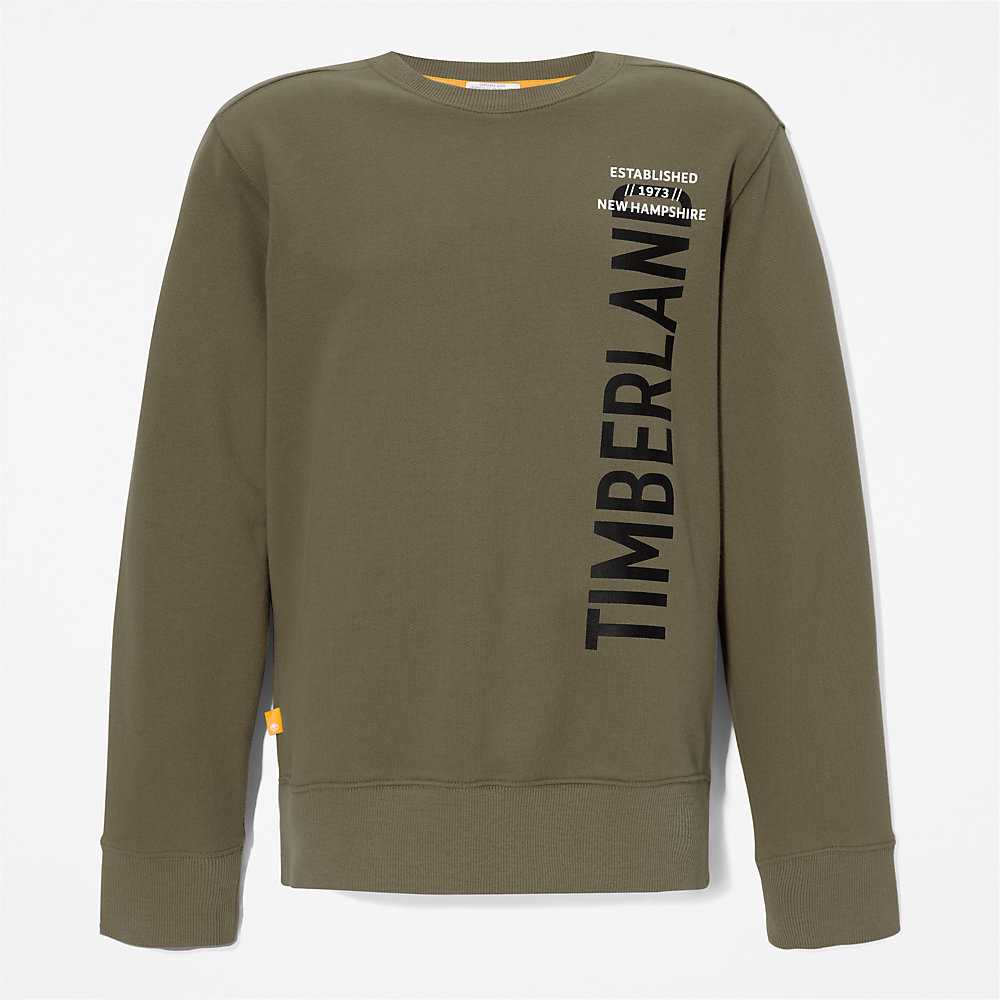 Men's Timberland Side-logo Sweatshirt Green | UAE-8614305