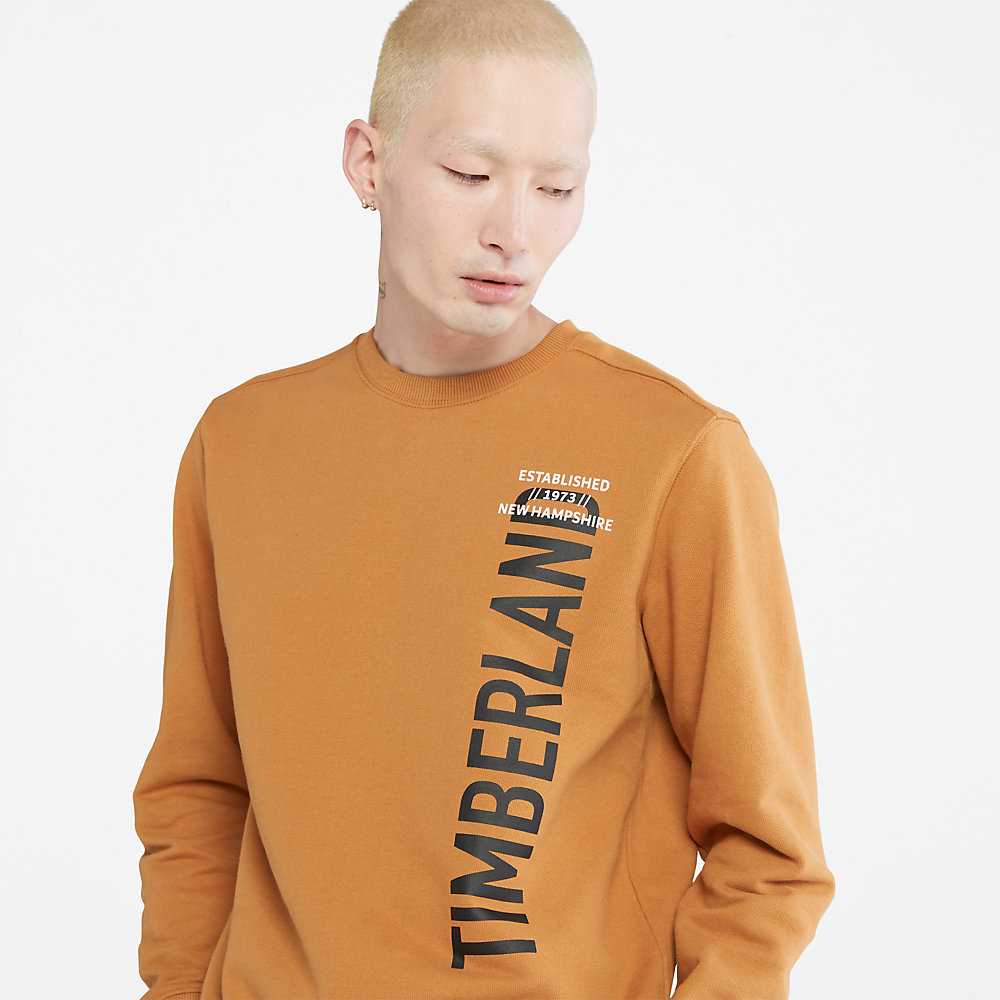 Men's Timberland Side-logo Sweatshirt Light Brown | UAE-5612738