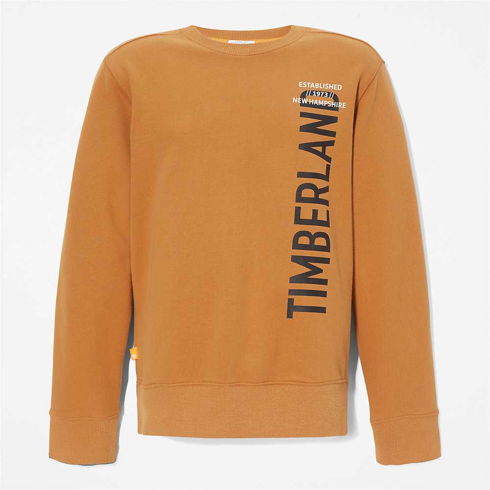 Men's Timberland Side-logo Sweatshirt Light Brown | UAE-5612738