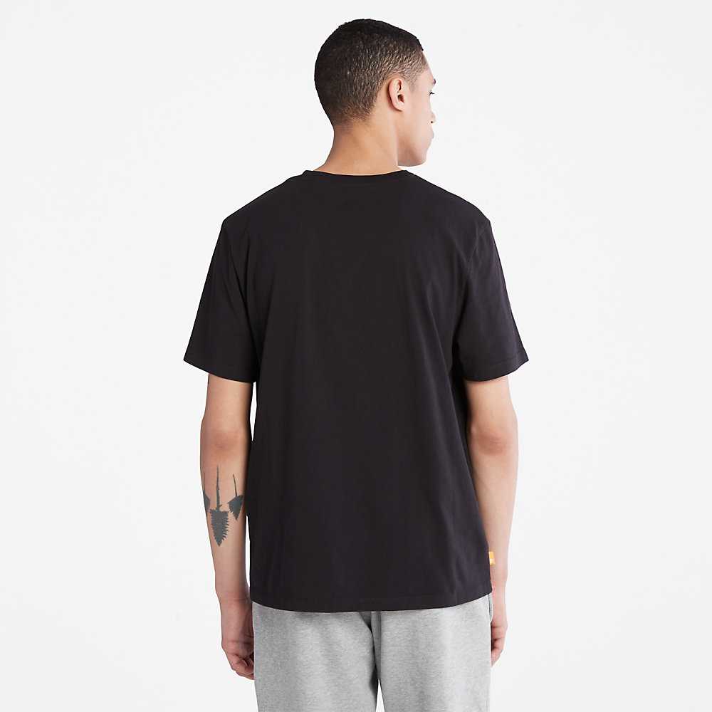 Men's Timberland Side-logo T Shirts Black | UAE-4279603