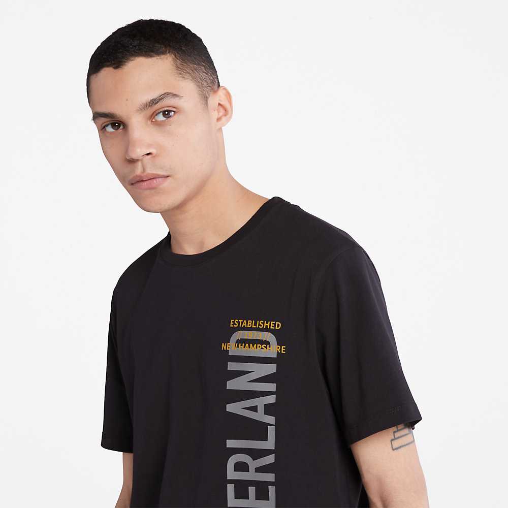 Men's Timberland Side-logo T Shirts Black | UAE-4279603