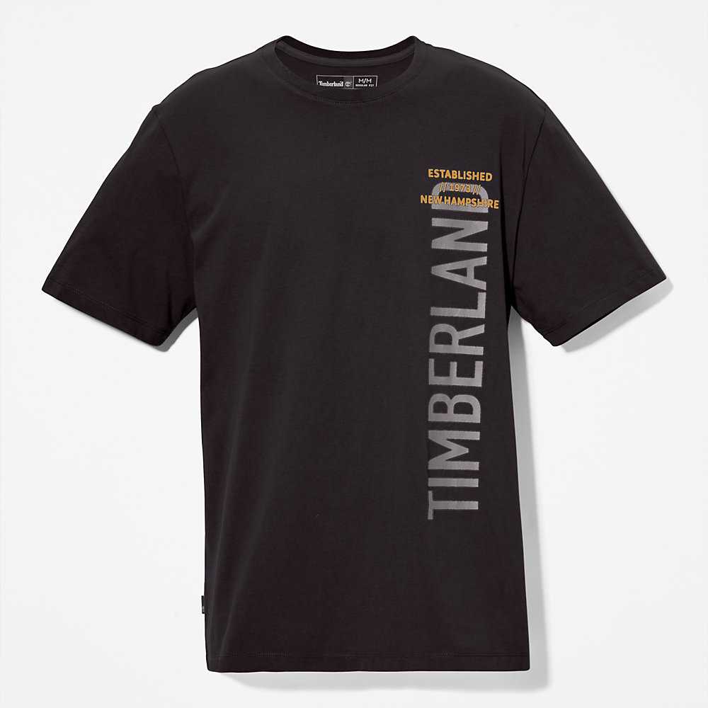 Men's Timberland Side-logo T Shirts Black | UAE-4279603