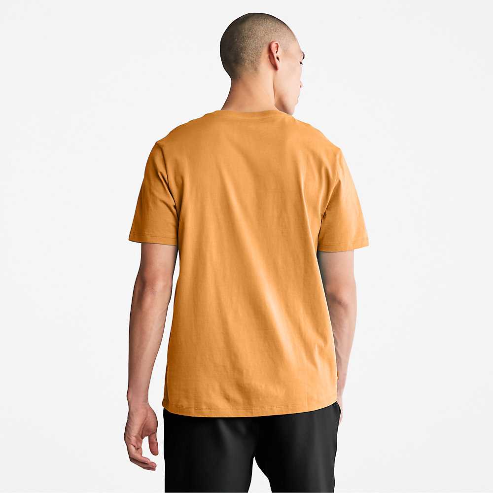 Men's Timberland Stack Logo T Shirts Orange/Black | UAE-1902583