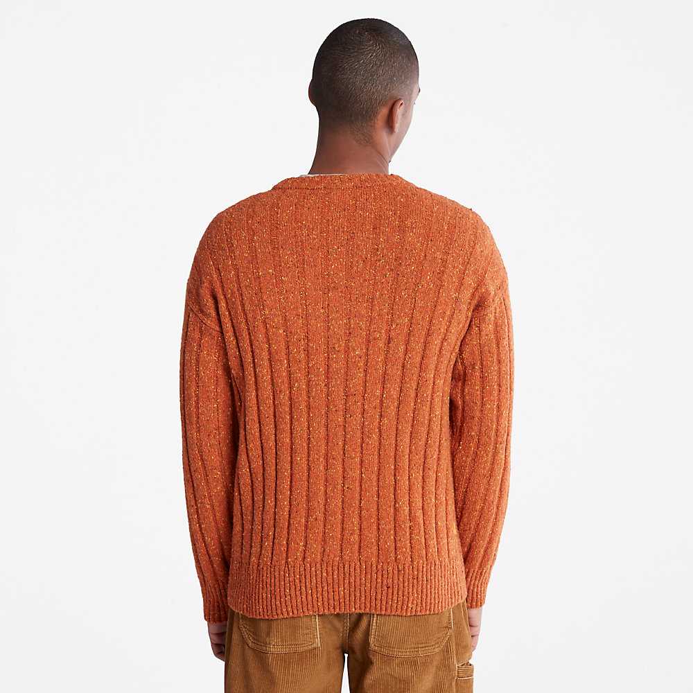 Men's Timberland Textured Sweatshirt Orange | UAE-5234809