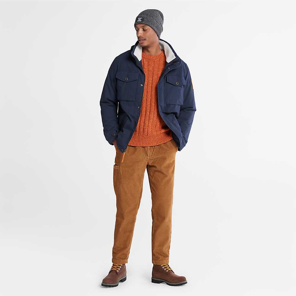 Men's Timberland Textured Sweatshirt Orange | UAE-5234809