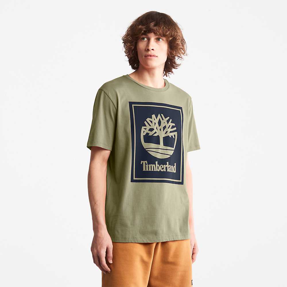 Men's Timberland Tree Logo T Shirts Grey | UAE-0623194