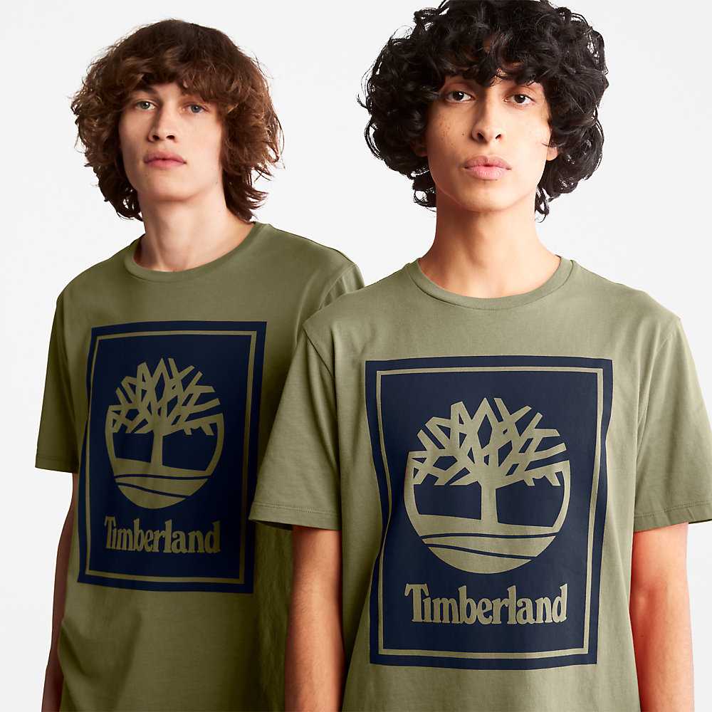 Men's Timberland Tree Logo T Shirts Grey | UAE-0623194