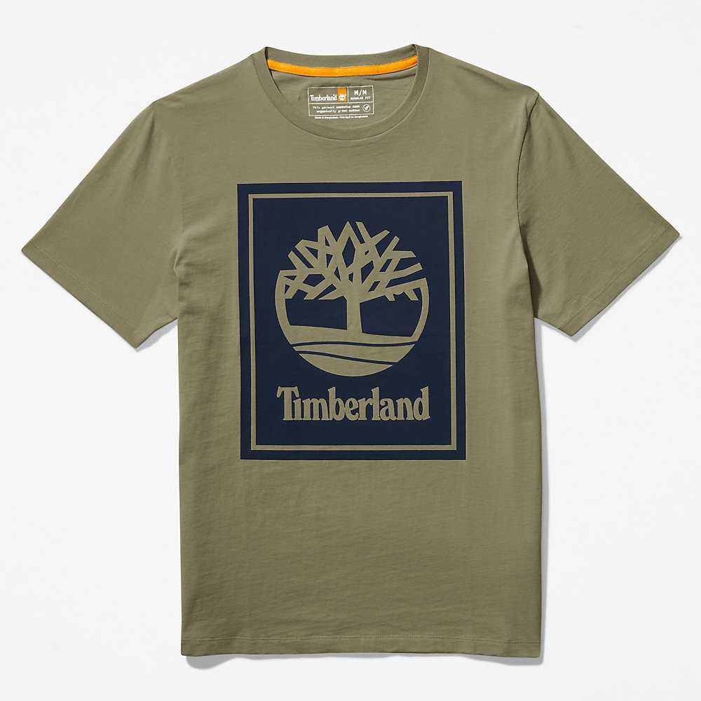 Men's Timberland Tree Logo T Shirts Grey | UAE-0623194