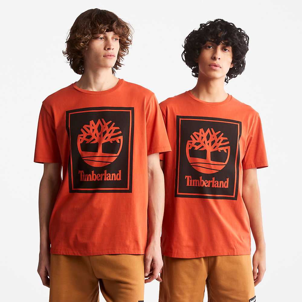 Men\'s Timberland Tree Logo T Shirts Orange | UAE-5489716