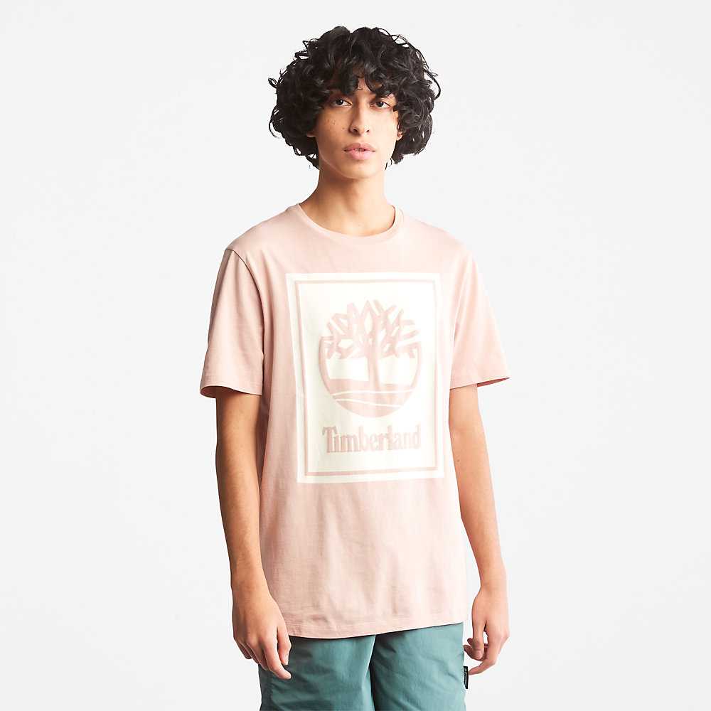 Men's Timberland Tree Logo T Shirts Pink | UAE-1730564