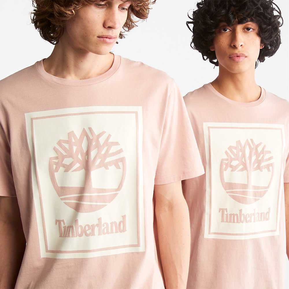 Men's Timberland Tree Logo T Shirts Pink | UAE-1730564