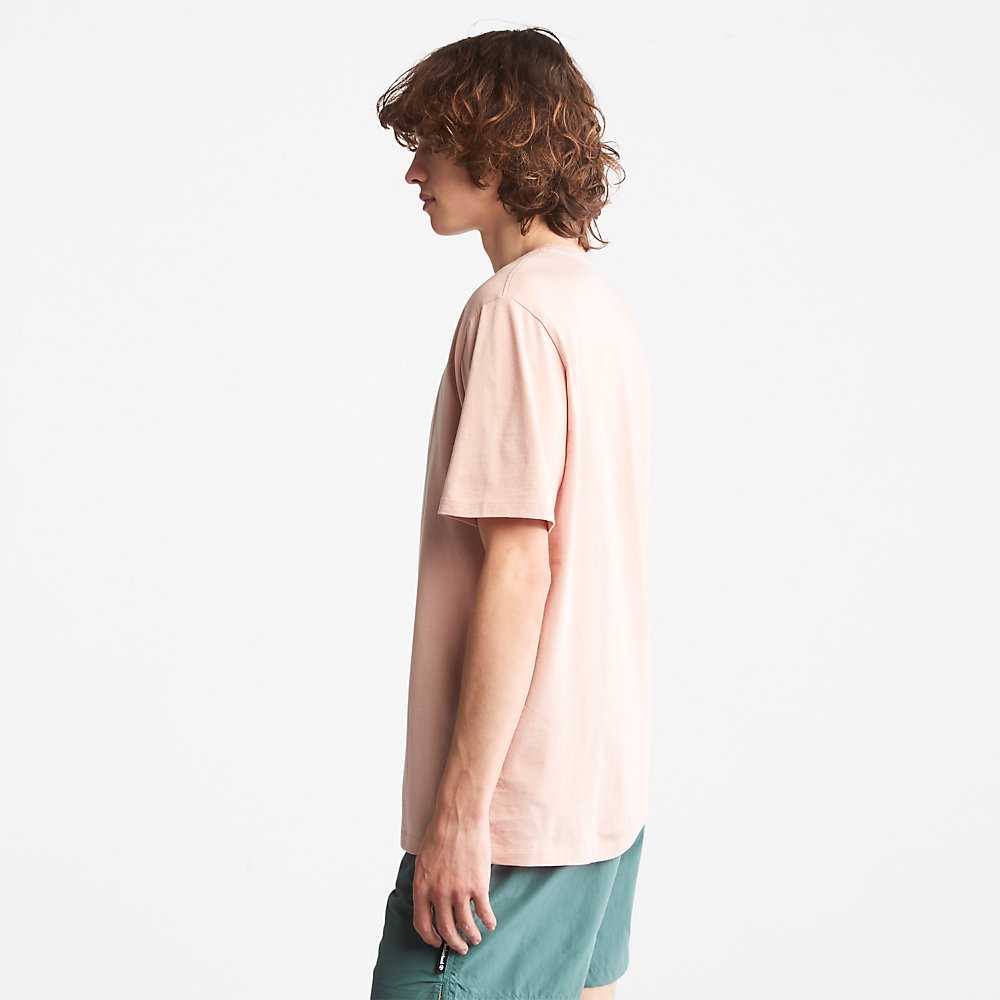 Men's Timberland Tree Logo T Shirts Pink | UAE-1730564