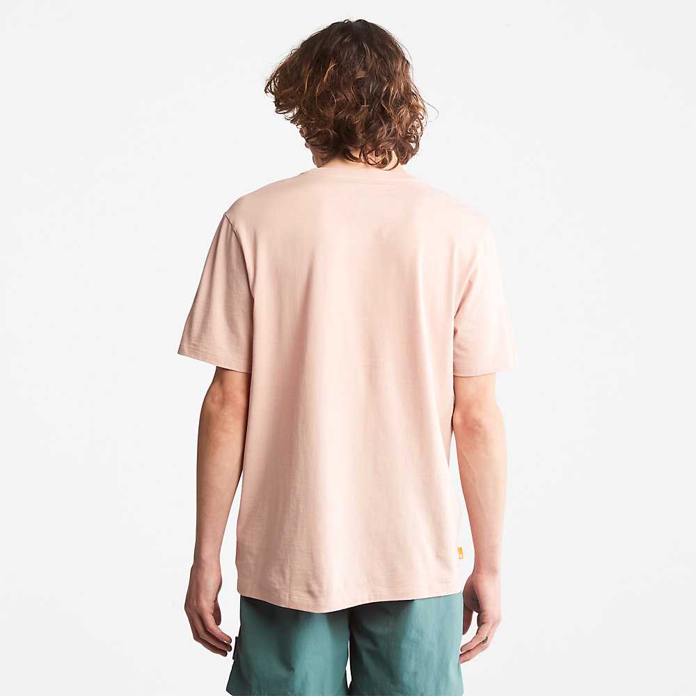 Men's Timberland Tree Logo T Shirts Pink | UAE-1730564