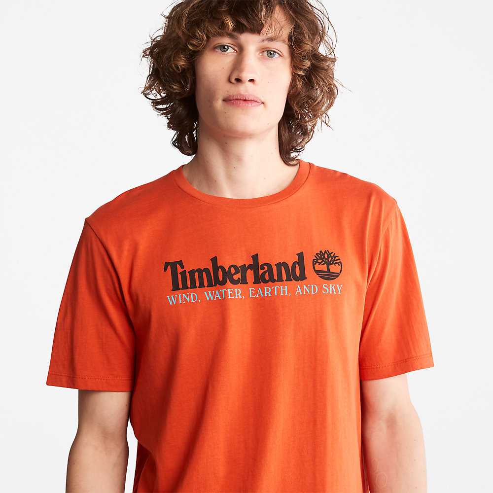 Men's Timberland Wind Water Earth And Sky T Shirts Orange | UAE-1387924