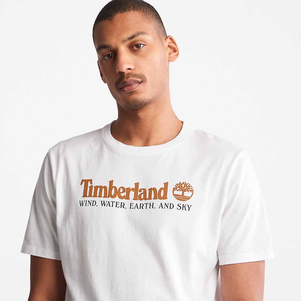 Men's Timberland Wind Water Earth And Sky T Shirts White | UAE-1495728