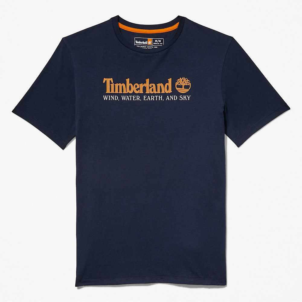 Men's Timberland Wind Water Earth And Sky T Shirts Dark Blue | UAE-4817925