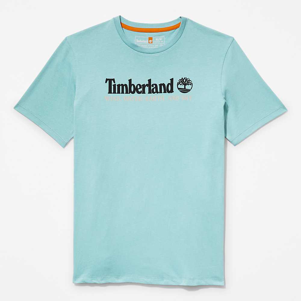 Men's Timberland Wind Water Earth And Sky T Shirts Turquoise | UAE-8506321