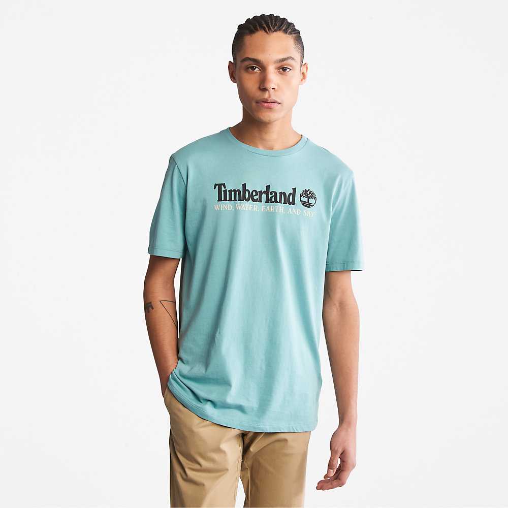 Men\'s Timberland Wind Water Earth And Sky T Shirts Turquoise | UAE-8506321