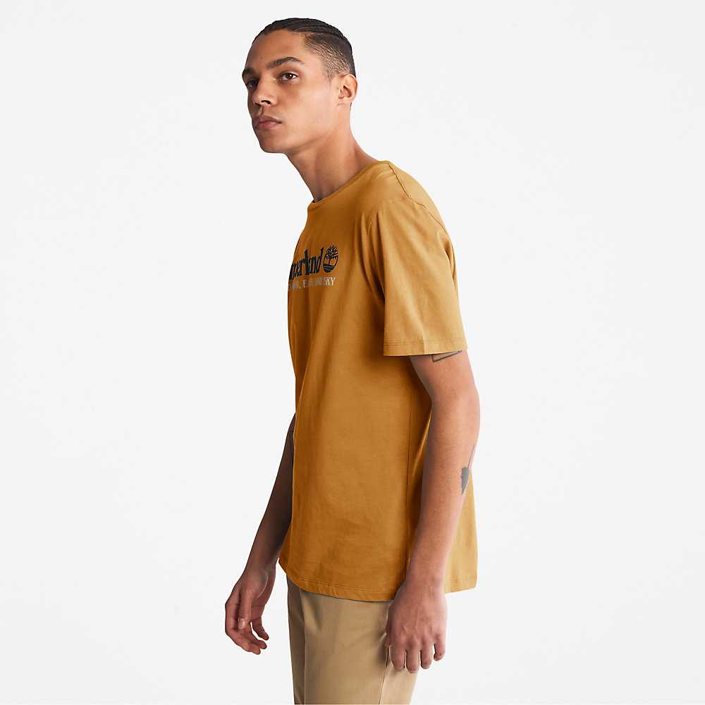 Men's Timberland Wind Water Earth And Sky T Shirts Brown | UAE-9512473