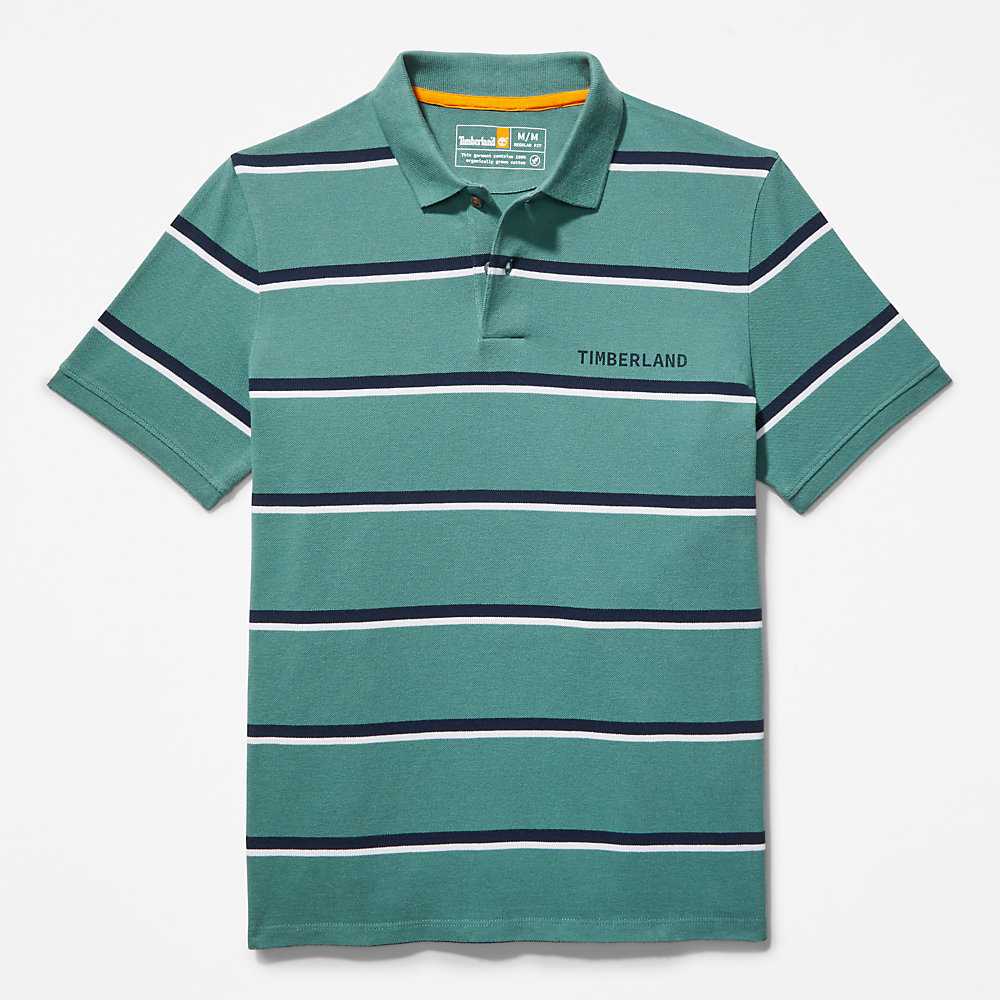 Men's Timberland Zealand River Polo Shirts Turquoise | UAE-9218634