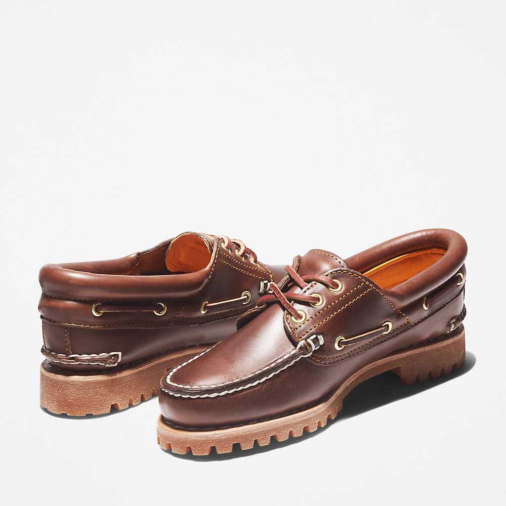 Women's Timberland 3-Eye Lug Boat Shoes Brown | UAE-0362574