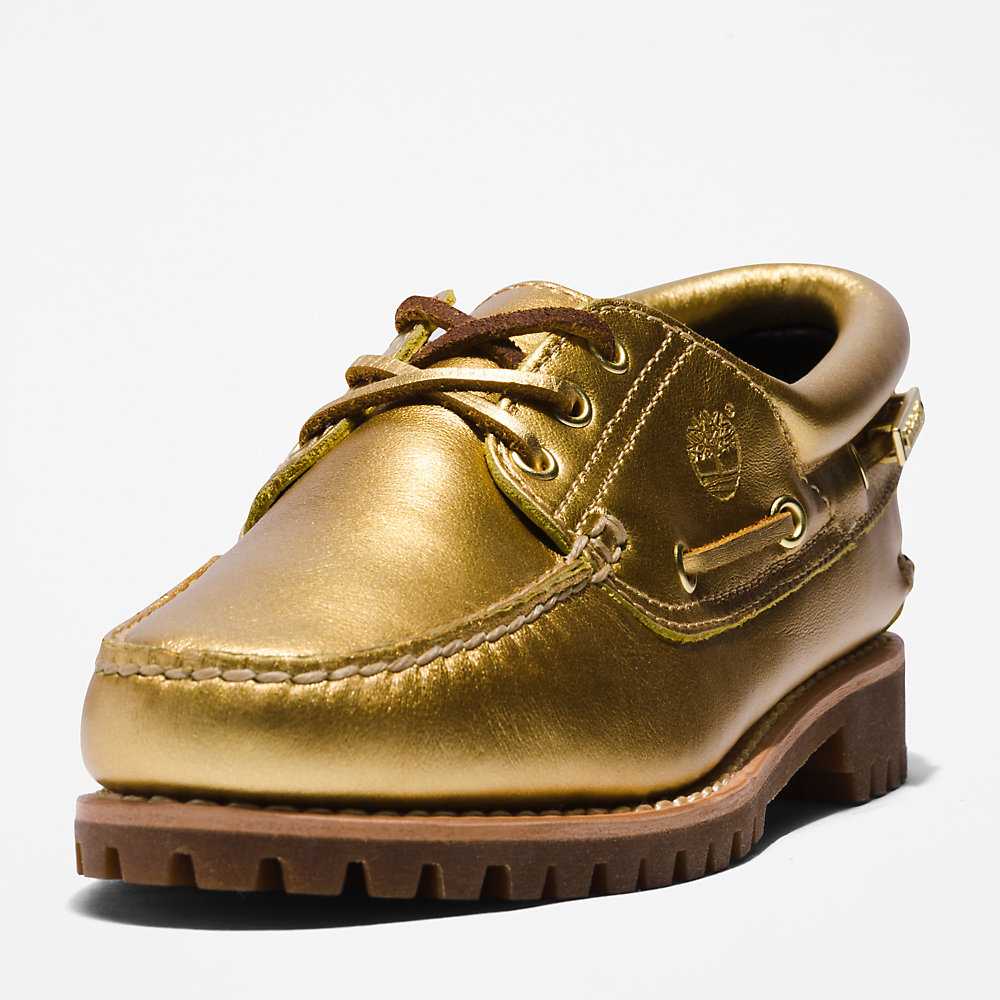 Women's Timberland 3-Eye Lug Boat Shoes Gold | UAE-4876591