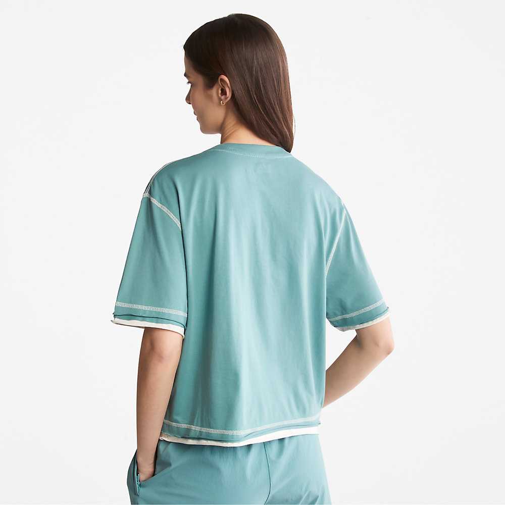 Women's Timberland Anti-Odour Supima® T Shirts Turquoise | UAE-5810432