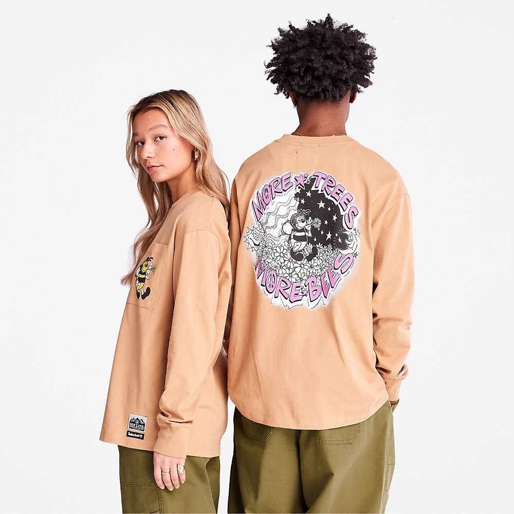 Women's Timberland Bee Line x Timberland® T Shirts Brown | UAE-2915047