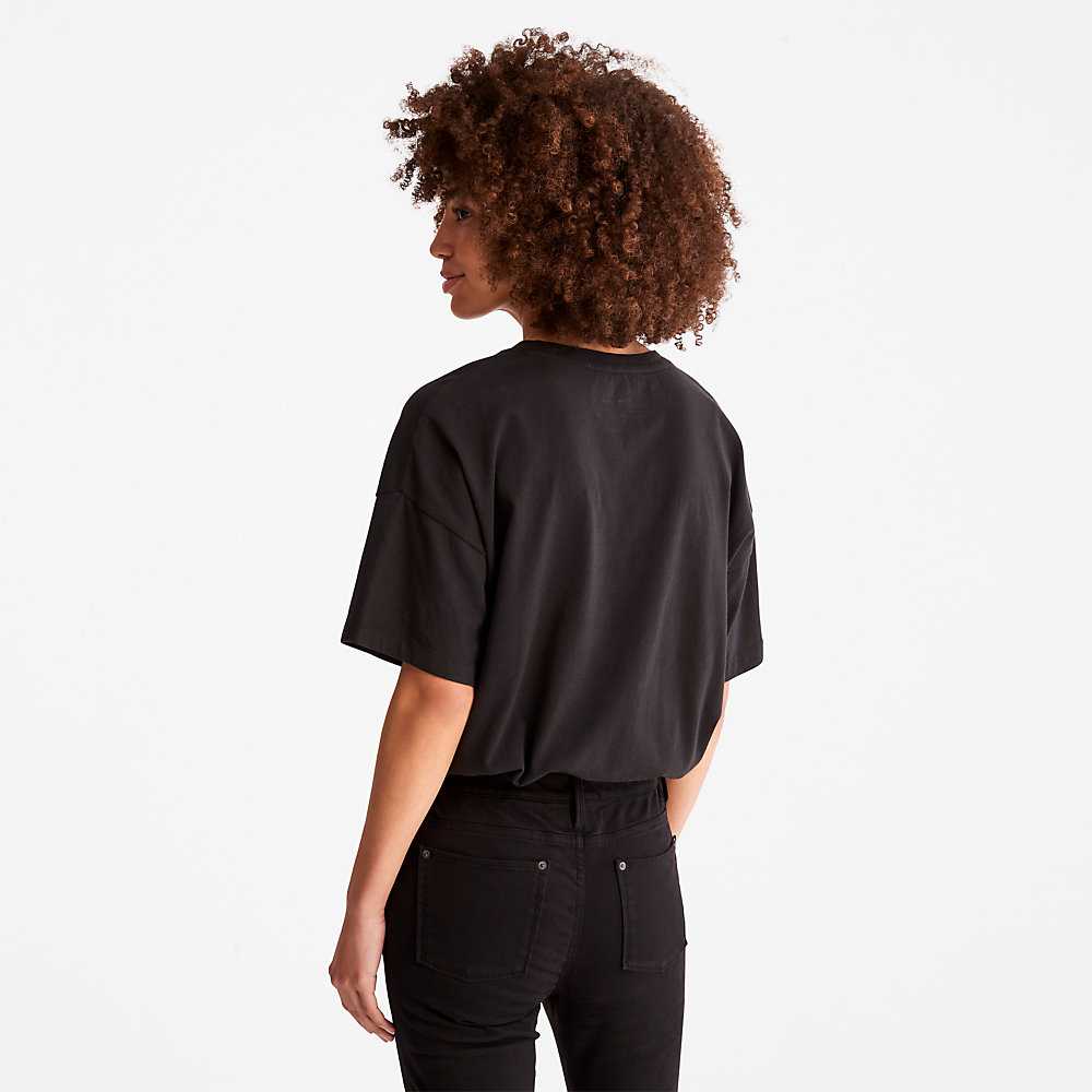 Women's Timberland Cropped T Shirts Black | UAE-4231578