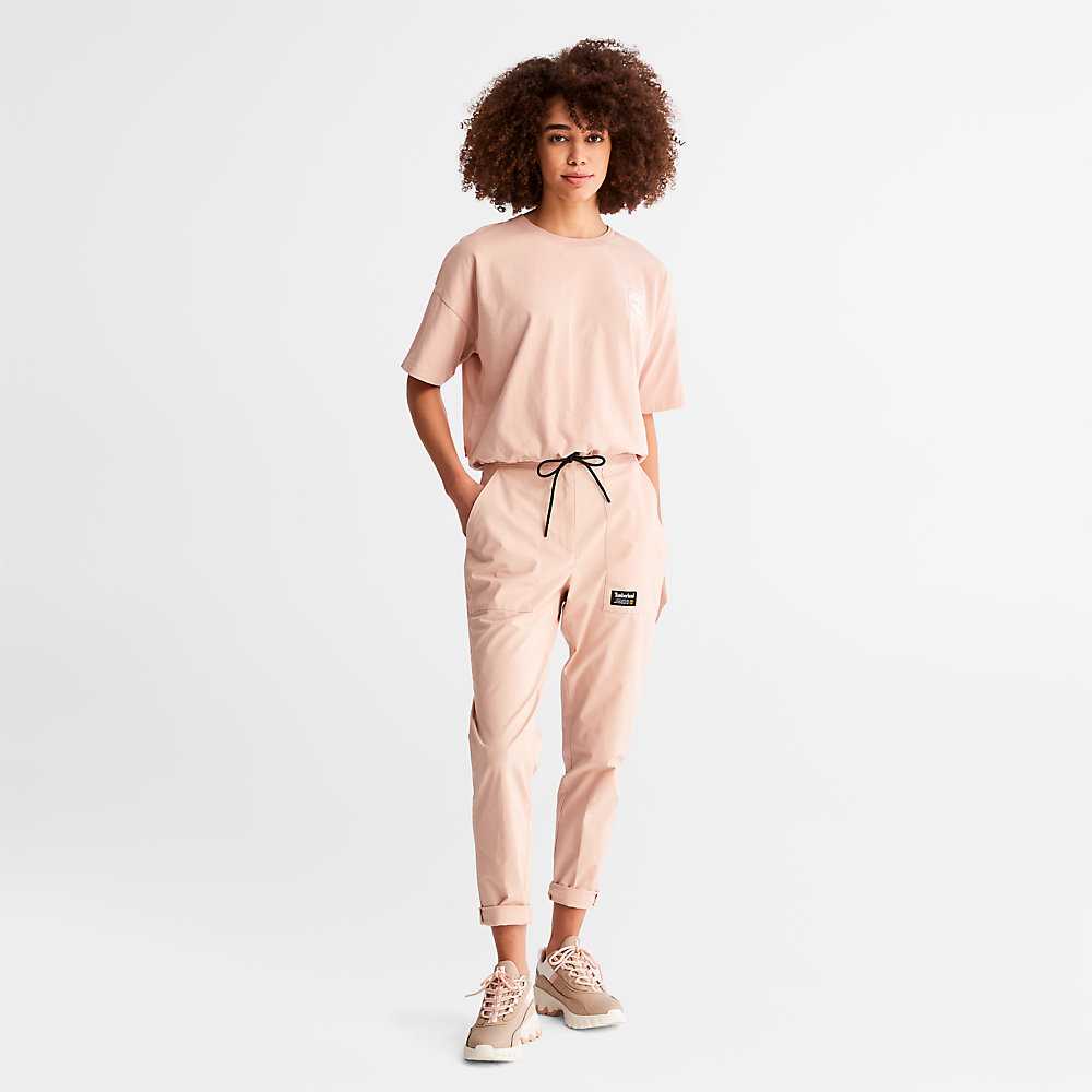 Women's Timberland Cropped T Shirts Pink | UAE-6374108